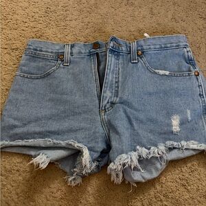 Wrangler Light Blue Frayed Jean Shorts
